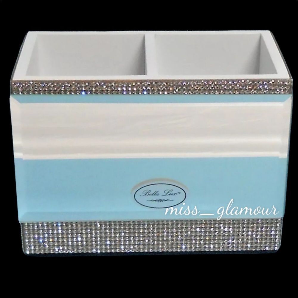 Bella lux Rhinestone Divided Mirrored Holder Vanity Makeup holder Organizer NEW